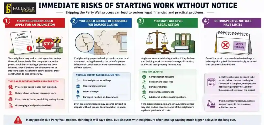 What Happens If You Start Work Without a Party Wall Notice? 1 Immediate Risks of Starting Work Without Party Wall Notice Ruislip