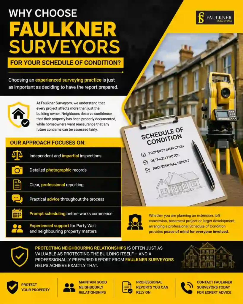 Schedule of Condition: What It Is and Why It Protects Both Neighbours 3 Why Choose Faulkner Surveyors for Your Schedule of Condition Ruislip?